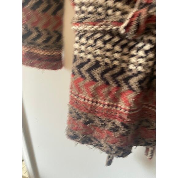 Free People Iona Long Belted Cardigan XS Heavy Knit Distressed Boho Wool Alpaca - Picture 14 of 14